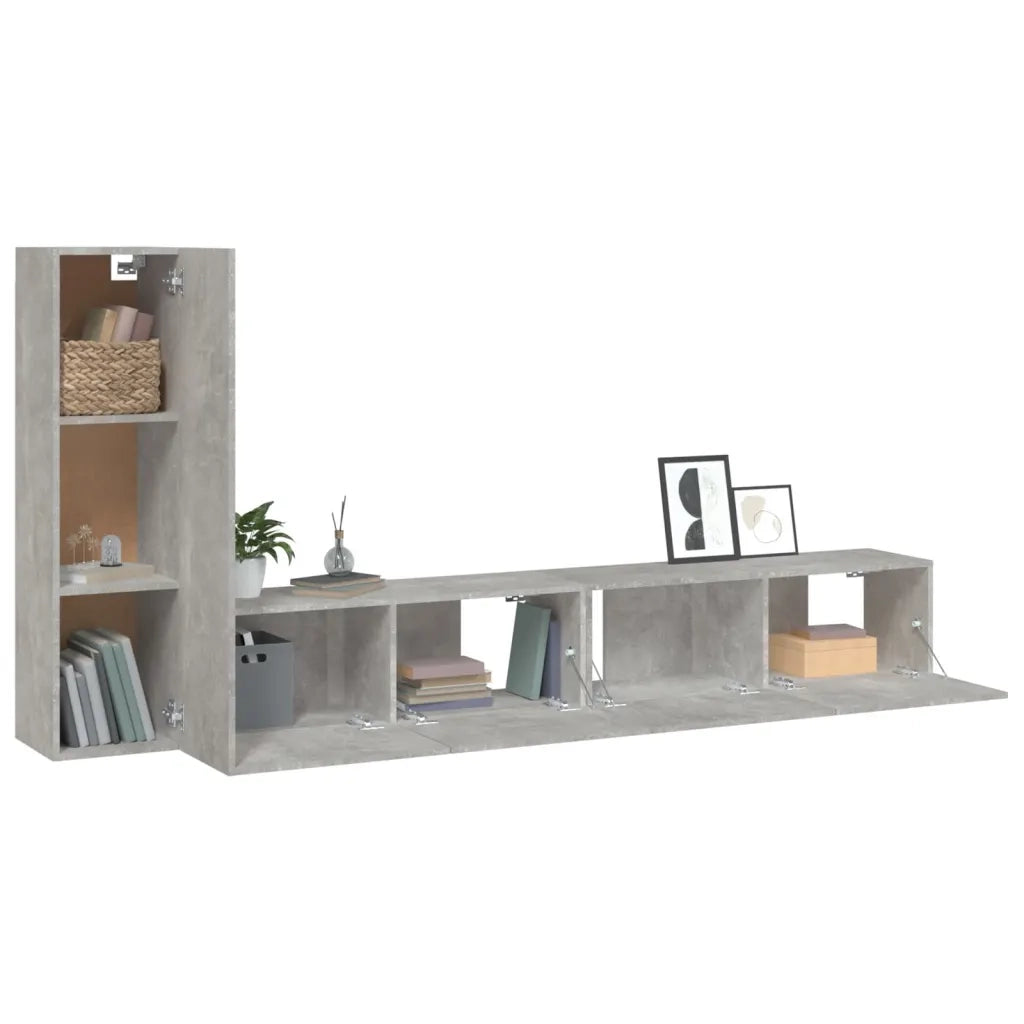 Set di Mobili Porta TV 3 pz Grigio Cemento in Legno Multistrato 3114321