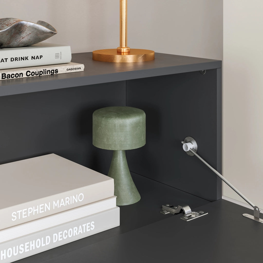 Mobile Pensile Evaton Porta TV da Parete 160 x 32 x 30 cm - Grigio Scuro Opaco [en.casa]