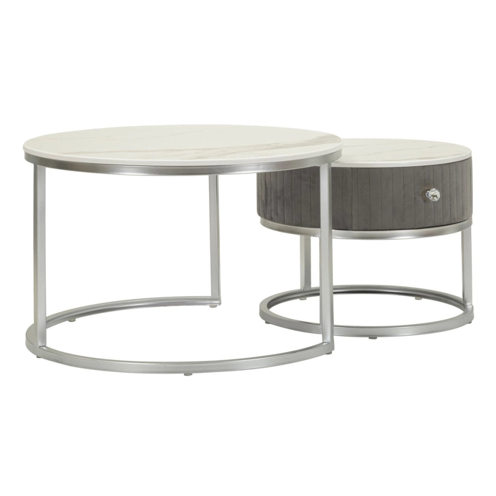 Set di Tavolini VKH796, Grigio, Legno, 70x70x45 cm