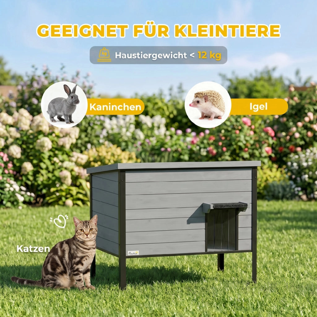 Cuccia per Gatti da Esterno ¨C Xylo ¨C Impermeabile con Tetto Apribile 85x55x70cm Grigio Chiaro