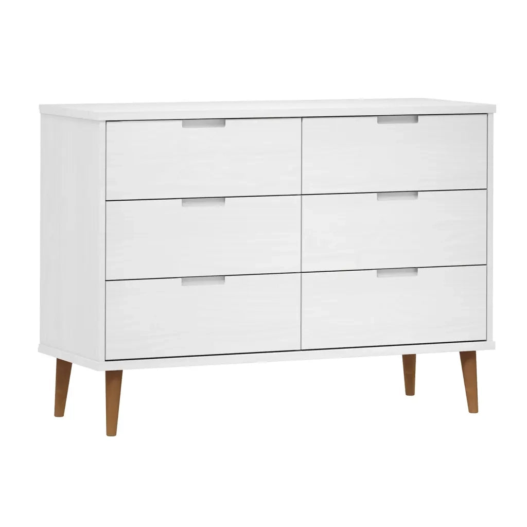 Cassettiera MOLDE Bianca 113x40x80 cm in Legno Massello di Pino CFW8769487