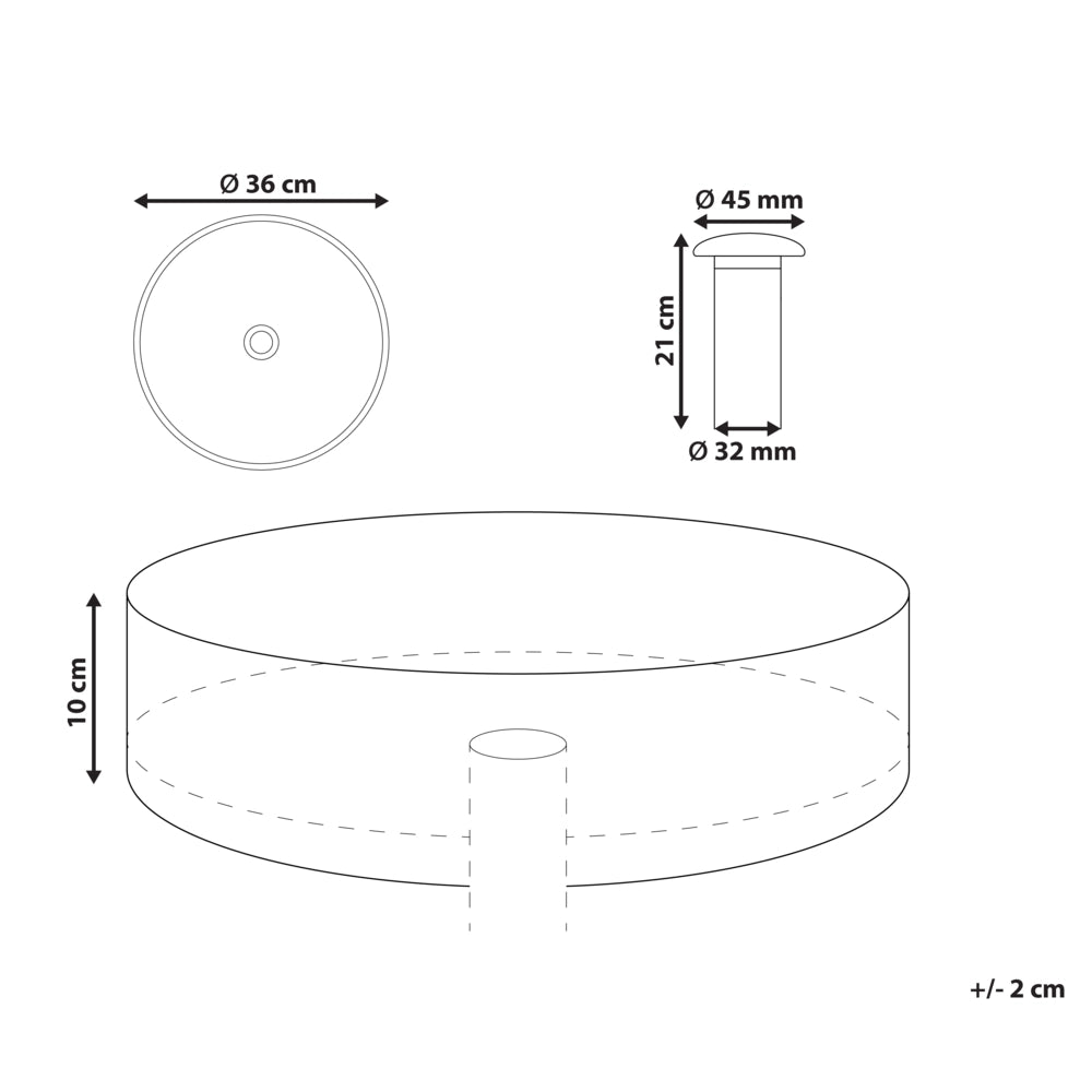 Lavandino da appoggio Nero Superficie solida 360 mm Lavandino da bagno rotondo semitrasparente