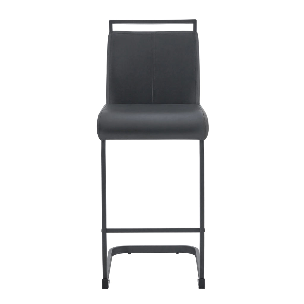 Set di 2 sgabelli da bar in PU nero con gambe in metallo nero, altezza totale 96,5 cm
