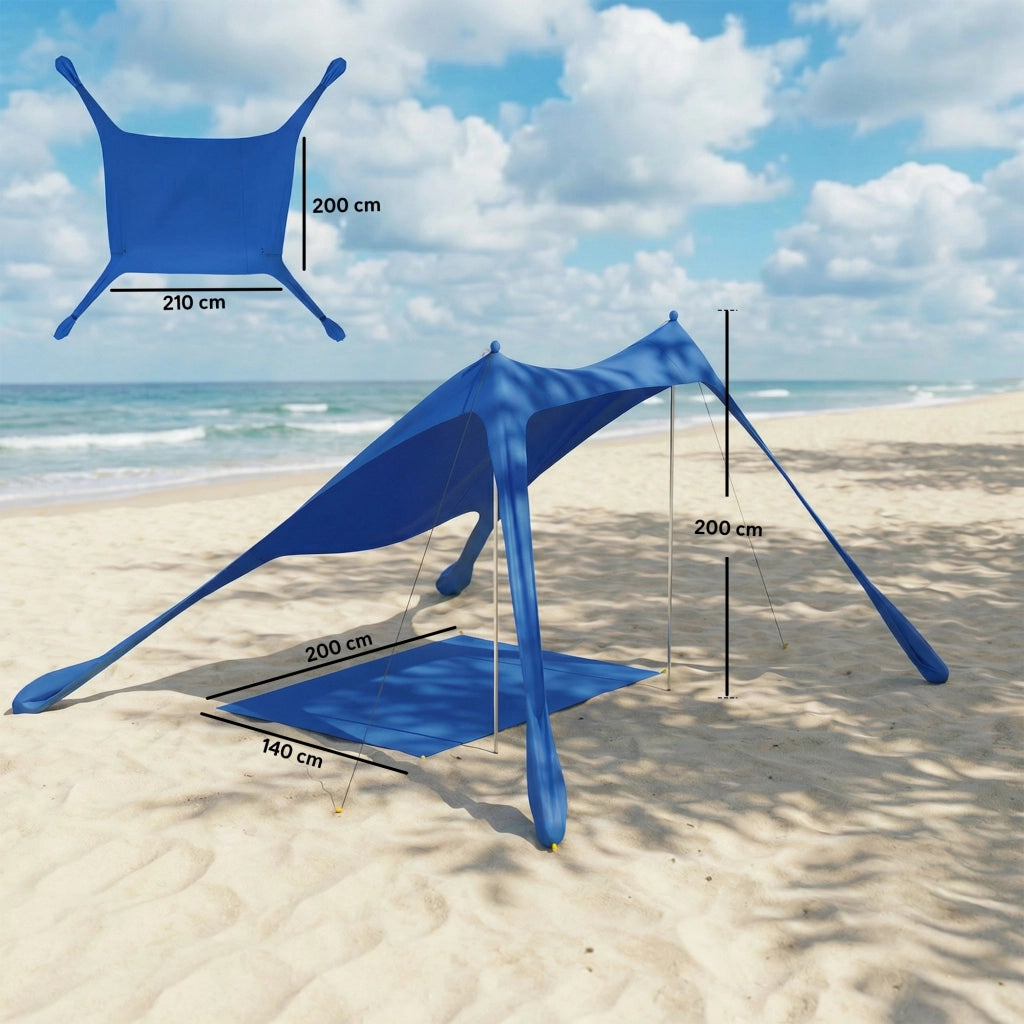 Tenda da Spiaggia Pieghevole ¨C Xylo ¨C UPF50+ Alluminio Blu con Tappetino