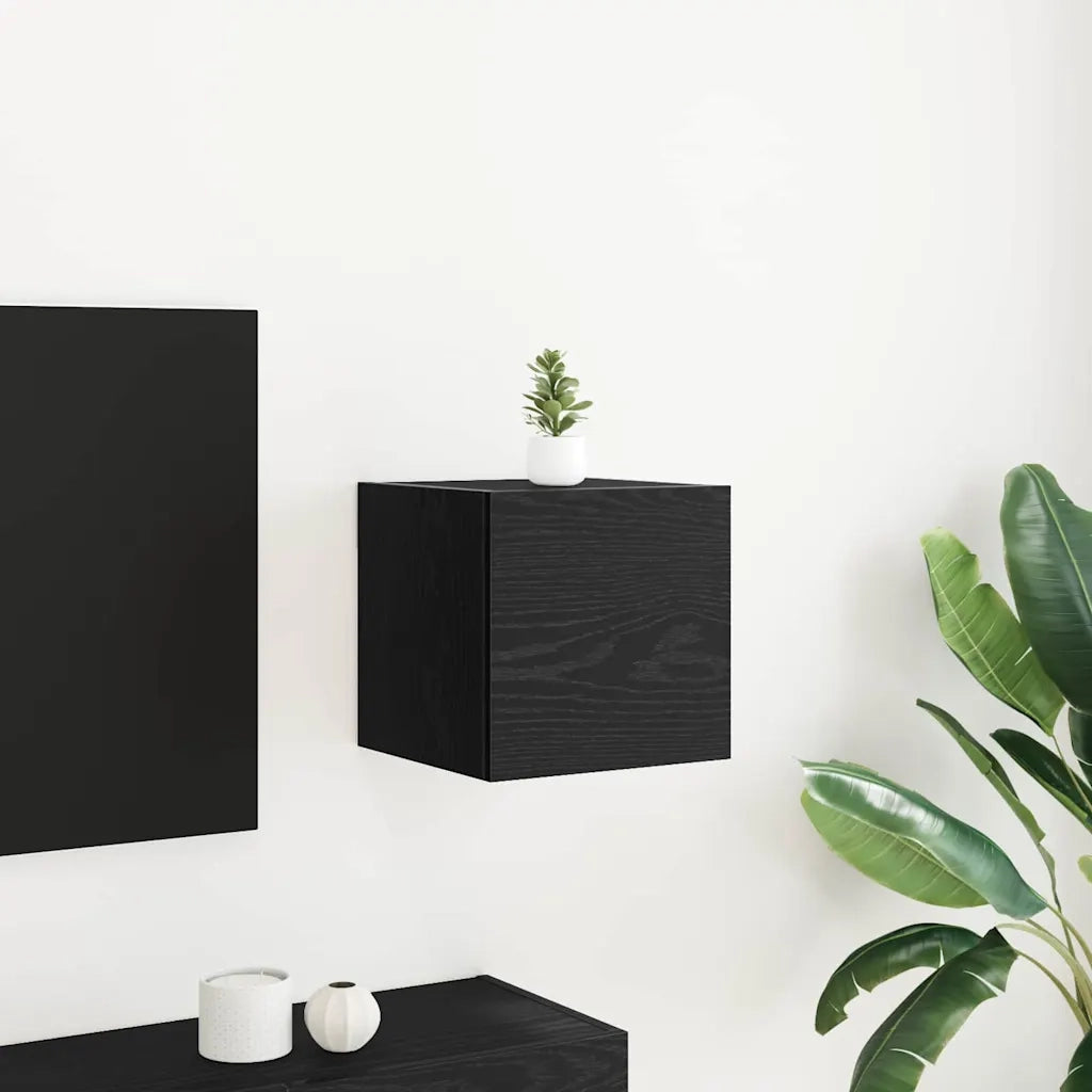 Mobile TV da Parete | Armadietto TV | Mobile Porta TV Rovere Nero 30,5 x 30 x 30 cm
