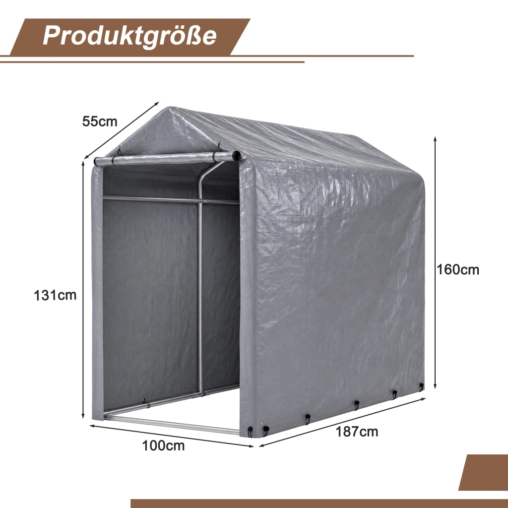 Garage per biciclette 100x187x160 cm, capanno per biciclette da esterno impermeabile con telaio in acciaio e protezione UV ¨C Per biciclette, motocicle