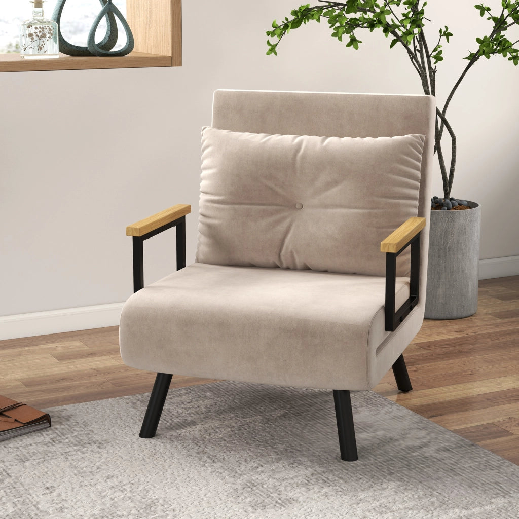 Divano letto 1 posto imbottito con cuscino ¨C Minimal ¨C beige