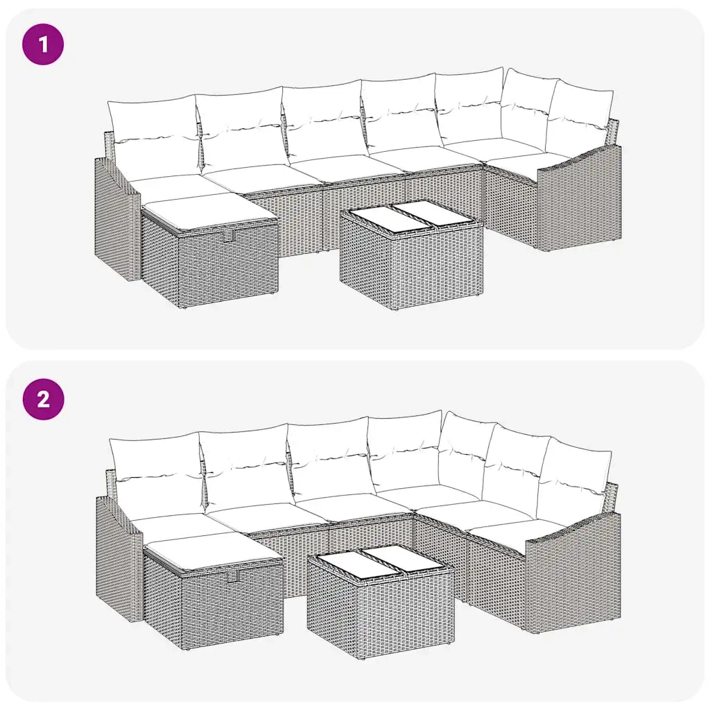 Set di divani con cuscino con archiviazione Beige polyrattan 3359309
