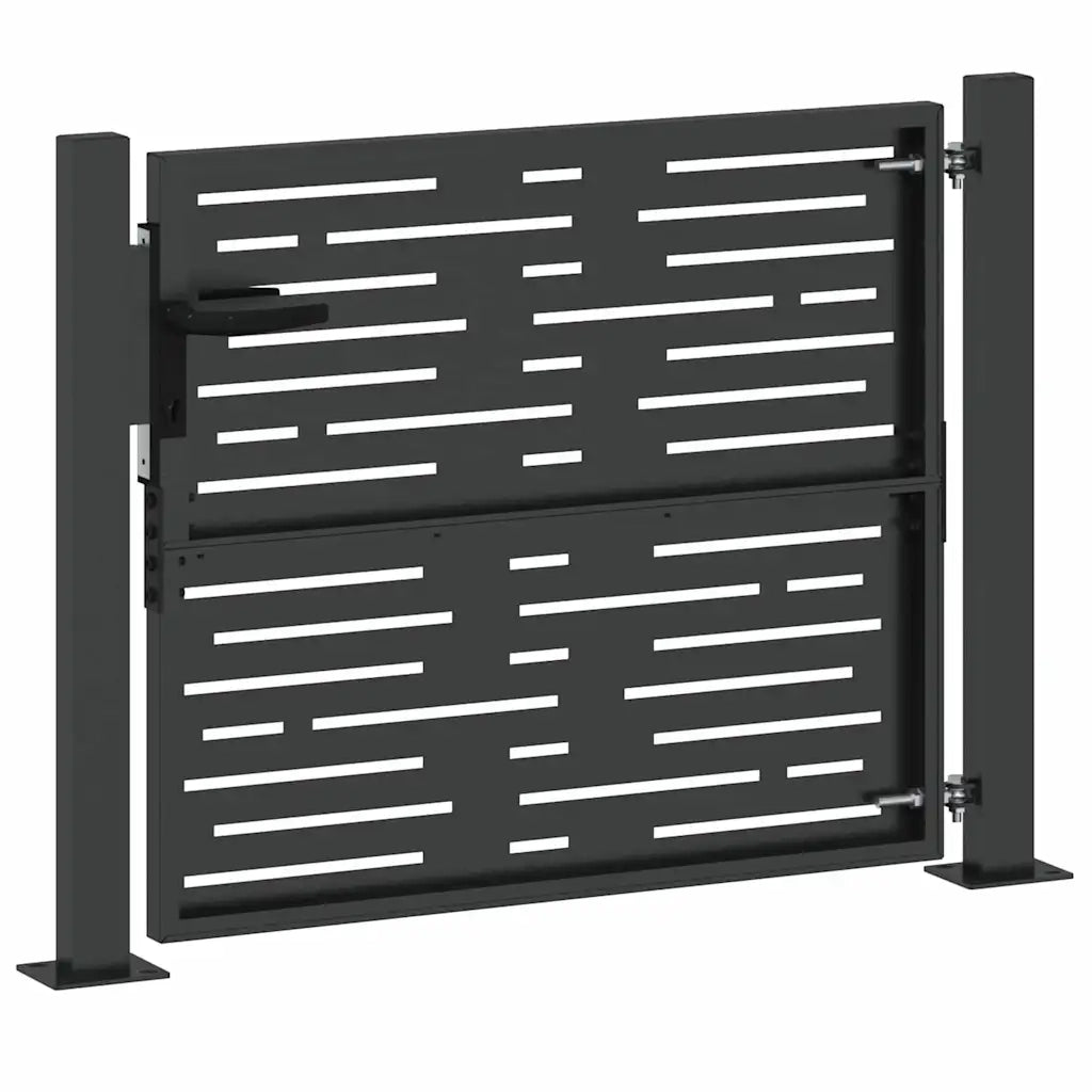 Cancello da giardino con blocco Nero 110 x 105 cm