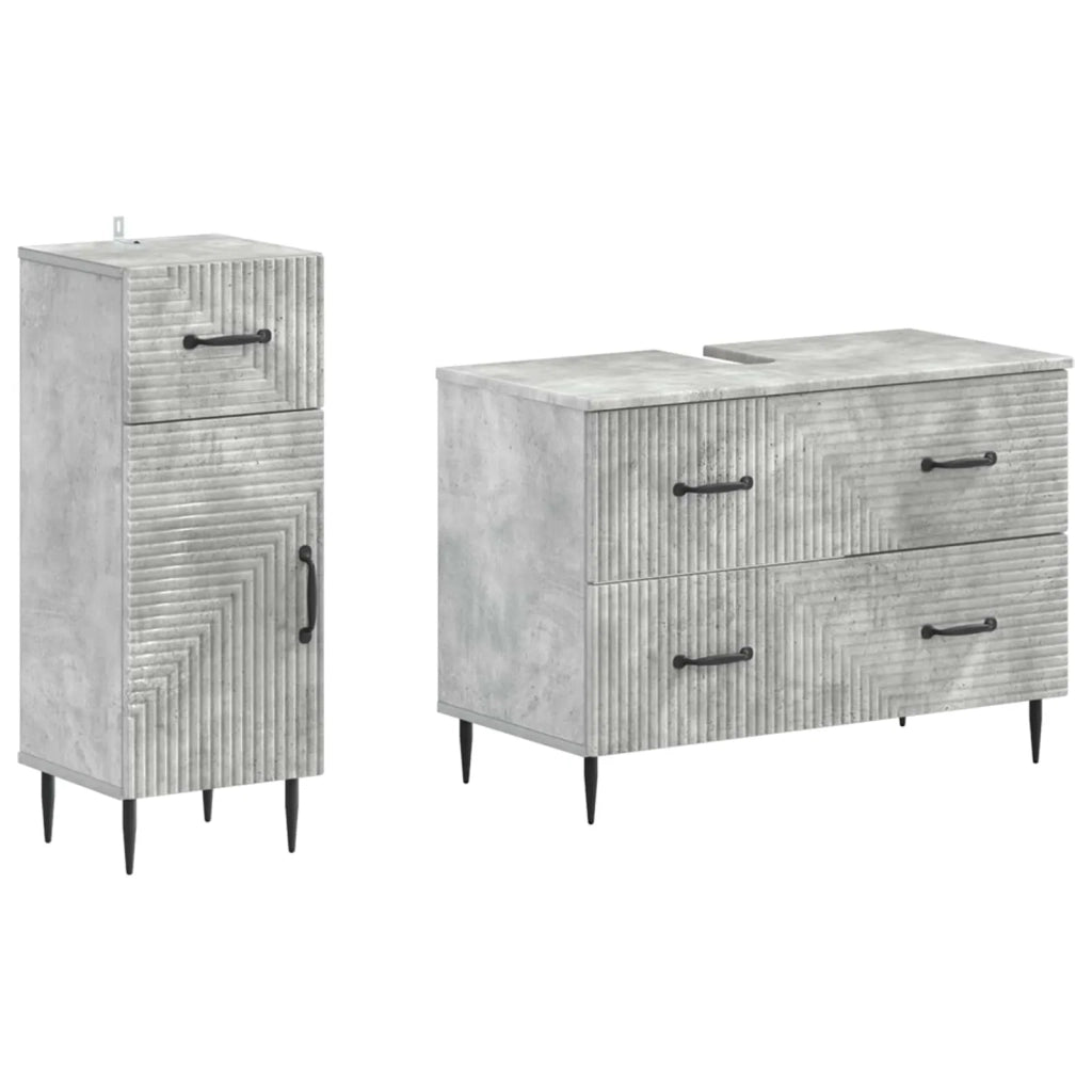 Set di Armadi da Bagno da 2 Pezzi HAARLEM Grigio Cemento 3417696