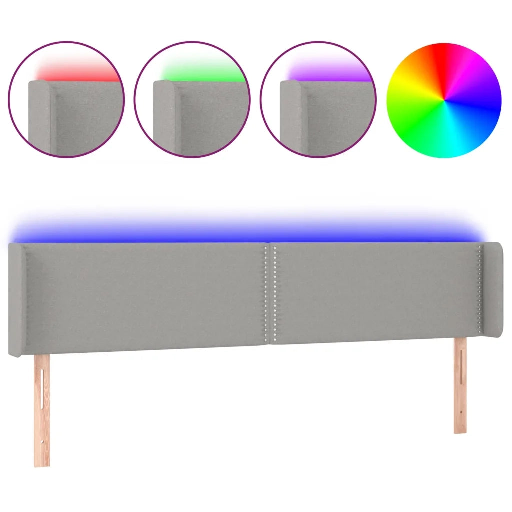 Testiera a LED-Testata con LED Grigio Chiaro 183x16x78/88 cm in Tessuto 247504