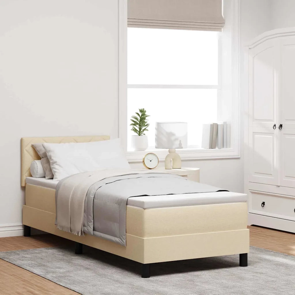 Letto singolo | Letto per adulti | Letto a molle con materasso con led Crema 80 x 200 cm Tessuto