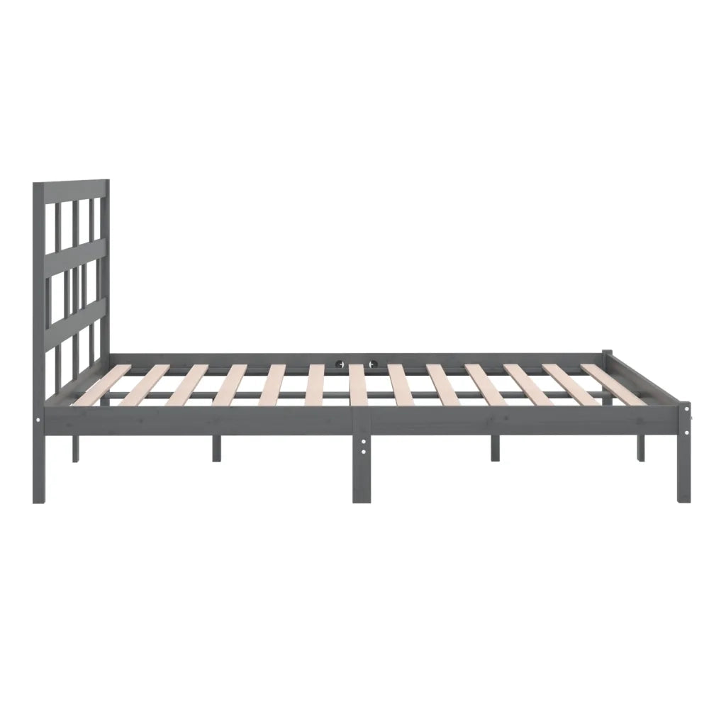 Giroletto-Struttura Letto Grigio in Legno Massello di Pino 200x200 cm 211808