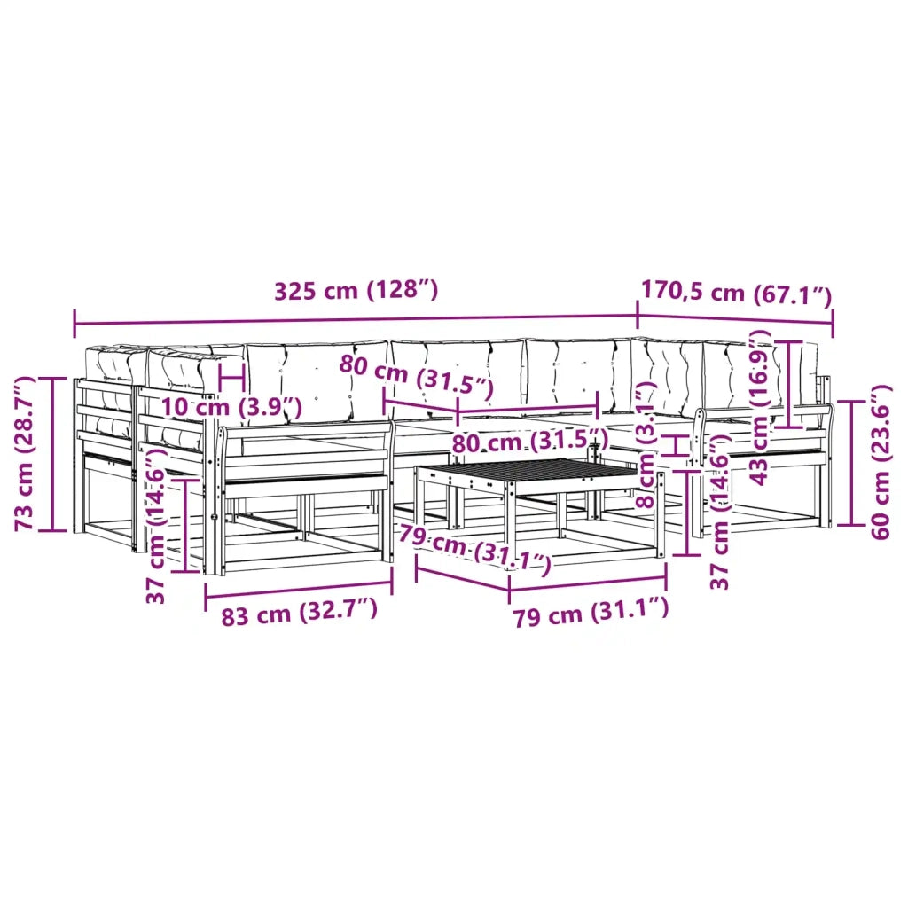 Set di divani da esterno 5 pz Bianco e Antracite 3386131