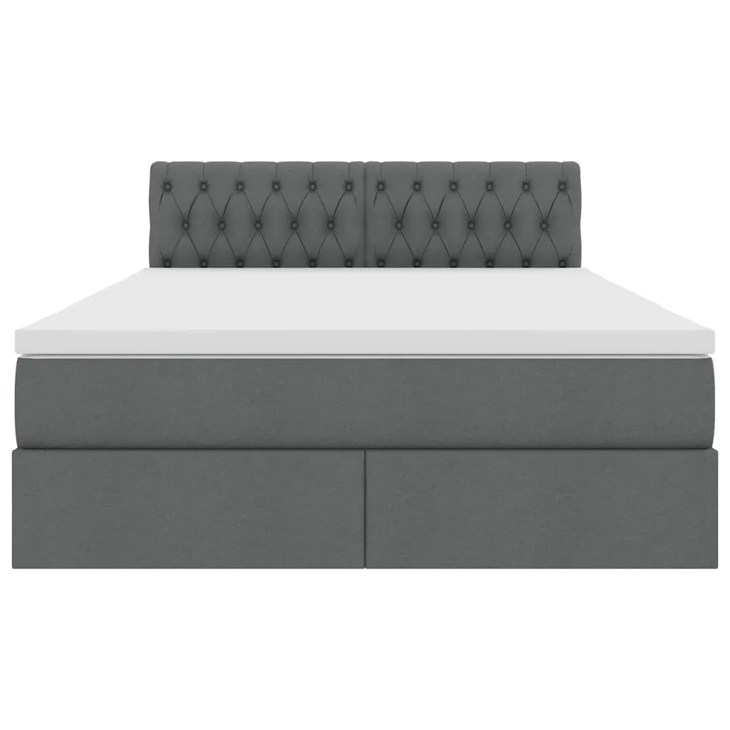 Letto con contenitore e LED Grigio scuro 140 x 190 cm Tessuto 3371206