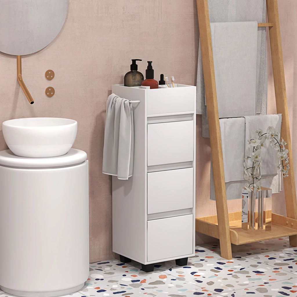 Mobile da Bagno con Cassetti e Ripiani ¨C zephmum ¨C Bianco 35x30x90 cm