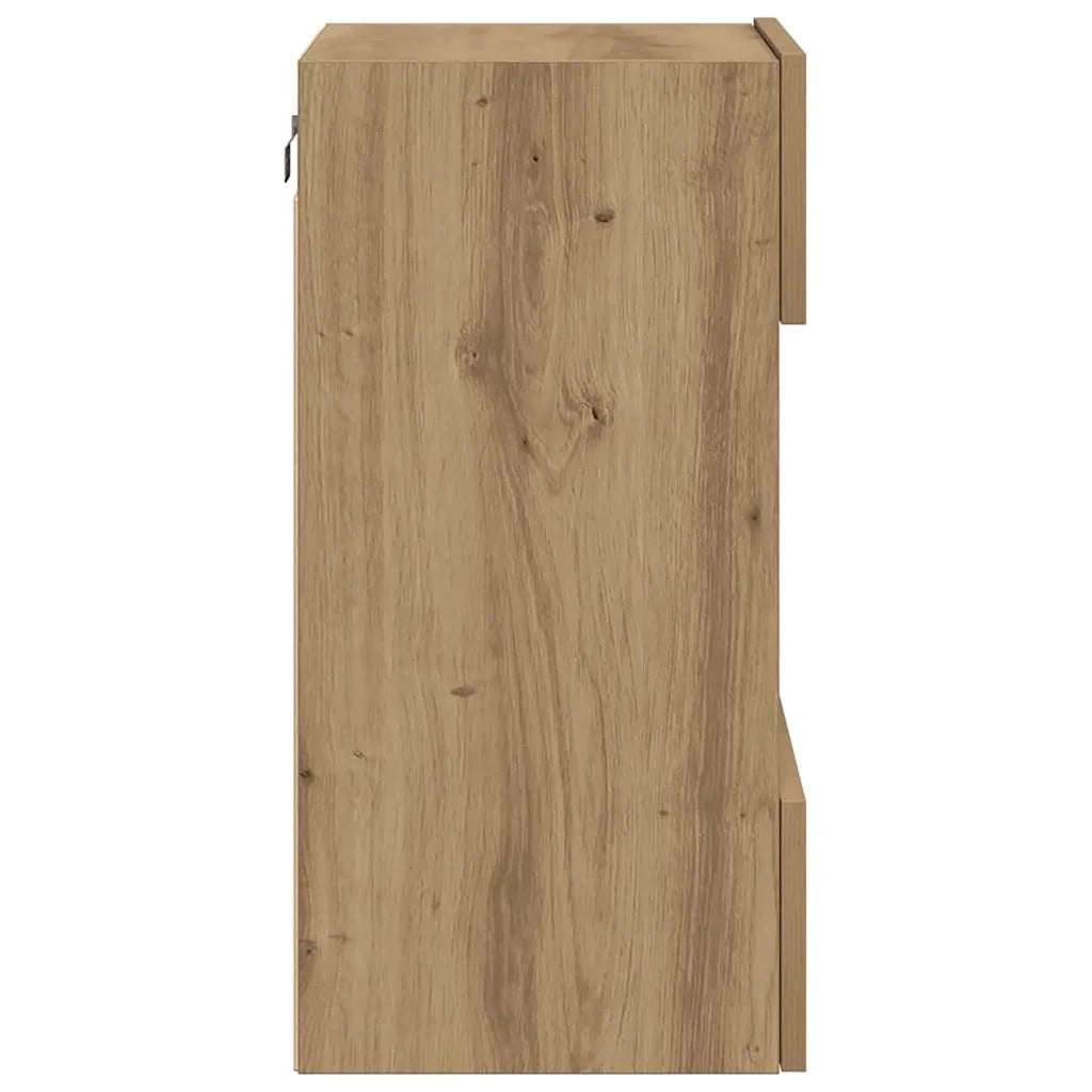 Mobili da parete con luci LED per TV 2pz Rovere Artigianale 40x30x60,5cm 857681