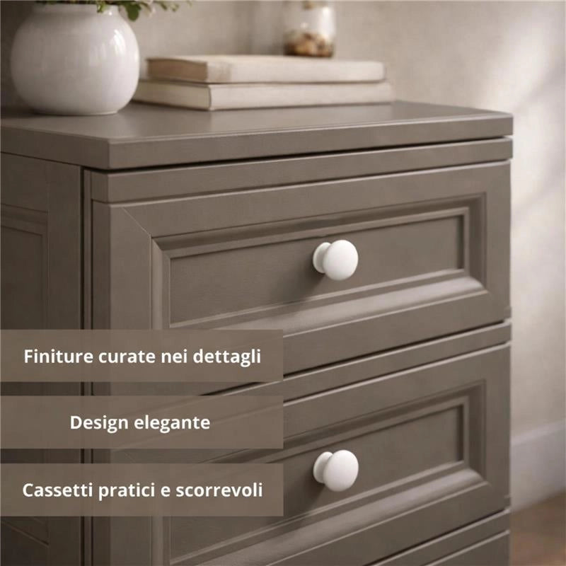 CASSETTIERA ALTA 4 CASSETTI PICCOLI WENGÉ 40X43X85,5 CM – MOBILE COMPATTO ORGANIZZAZIONE CASA PER INGRESSO E ZONA GIORNO