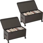 Commode da letto con ruote scatole pieghevoli da riporre sotto il letto con coperchio 2 pezzi (nero)