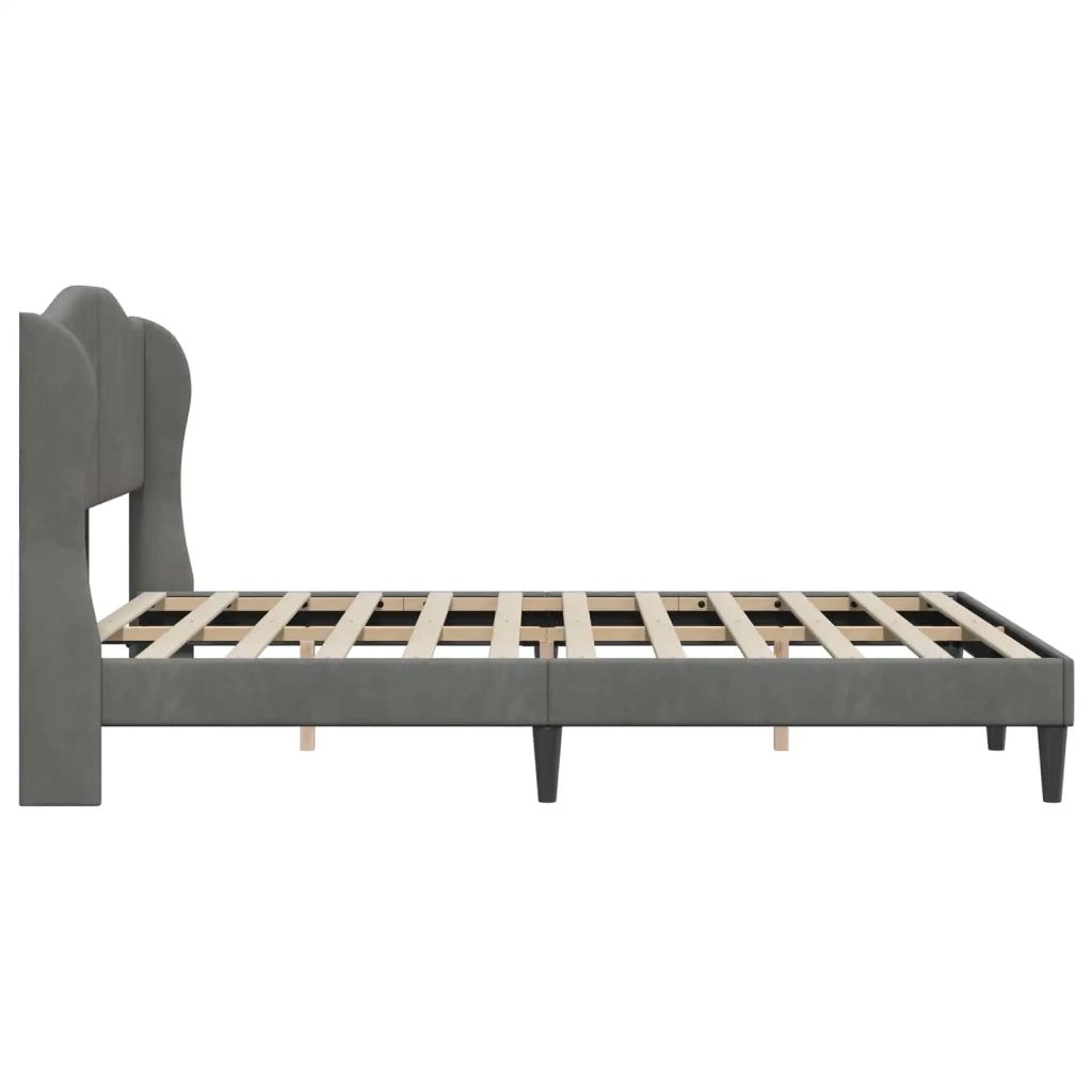 Letto matrimoniale | Letto per adulti | Struttura del letto Grigio Scuro 160 x 200 cm Velluto