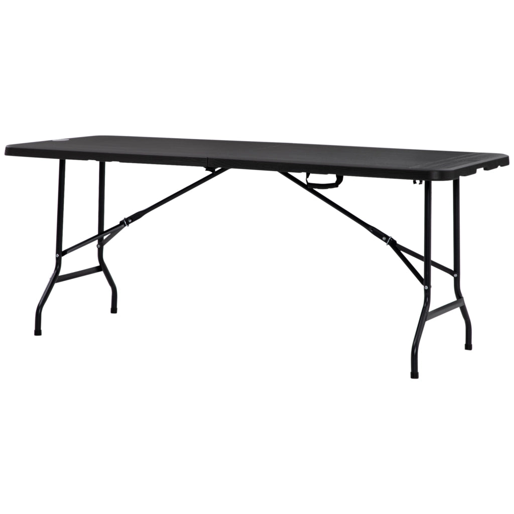 Tavolo da Giardino Pieghevole per 6 Persone in Acciaio e HDPE, 180x75.5x73cm, Grigio Scuro
