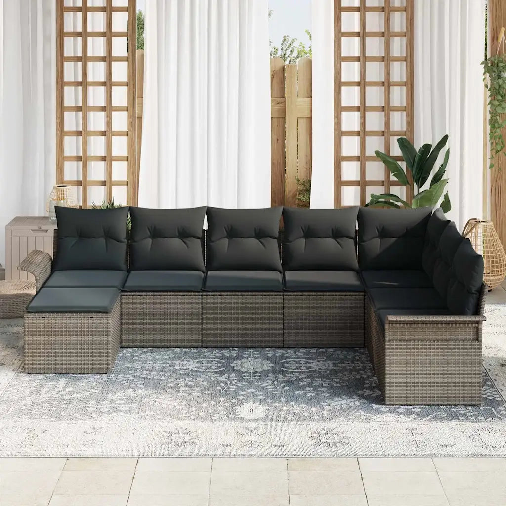 Set Divano da Giardino con cuscino 8 pcs Grigio Poly Rattan 3354148