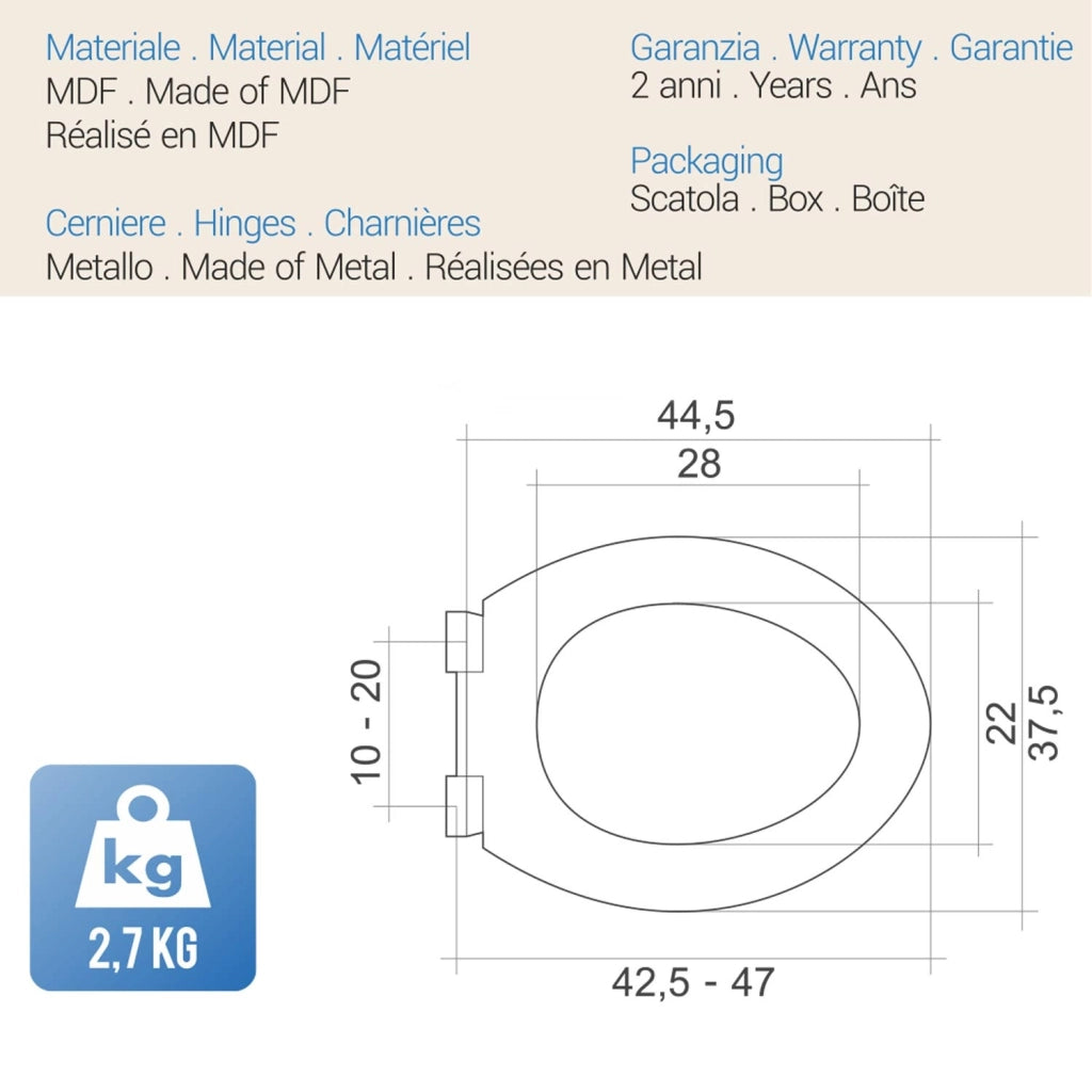 Sedile Wc Copriwater Copriasse Champagne mod. Pegaso