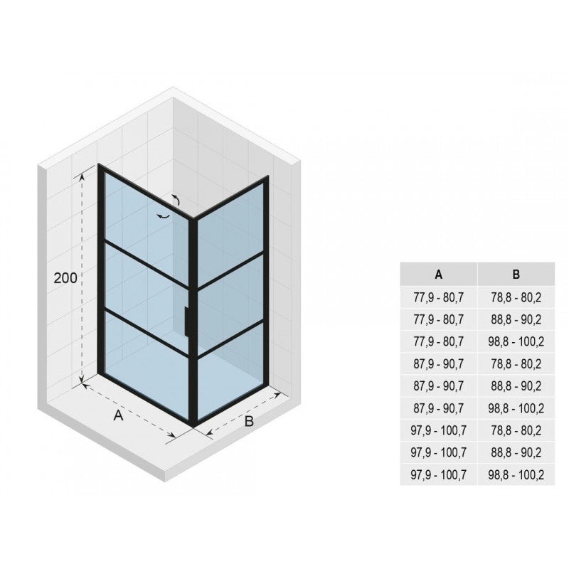 Box doccia angolare GRID 201 RIHO 90x80 x200cm