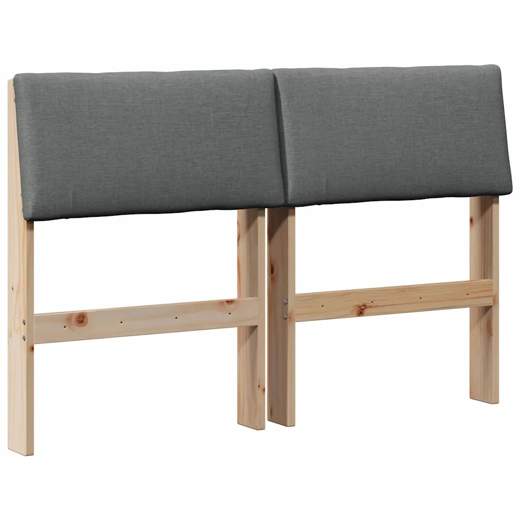Testiera imbottita Grigio scuro 120 cm Pino massello 879130