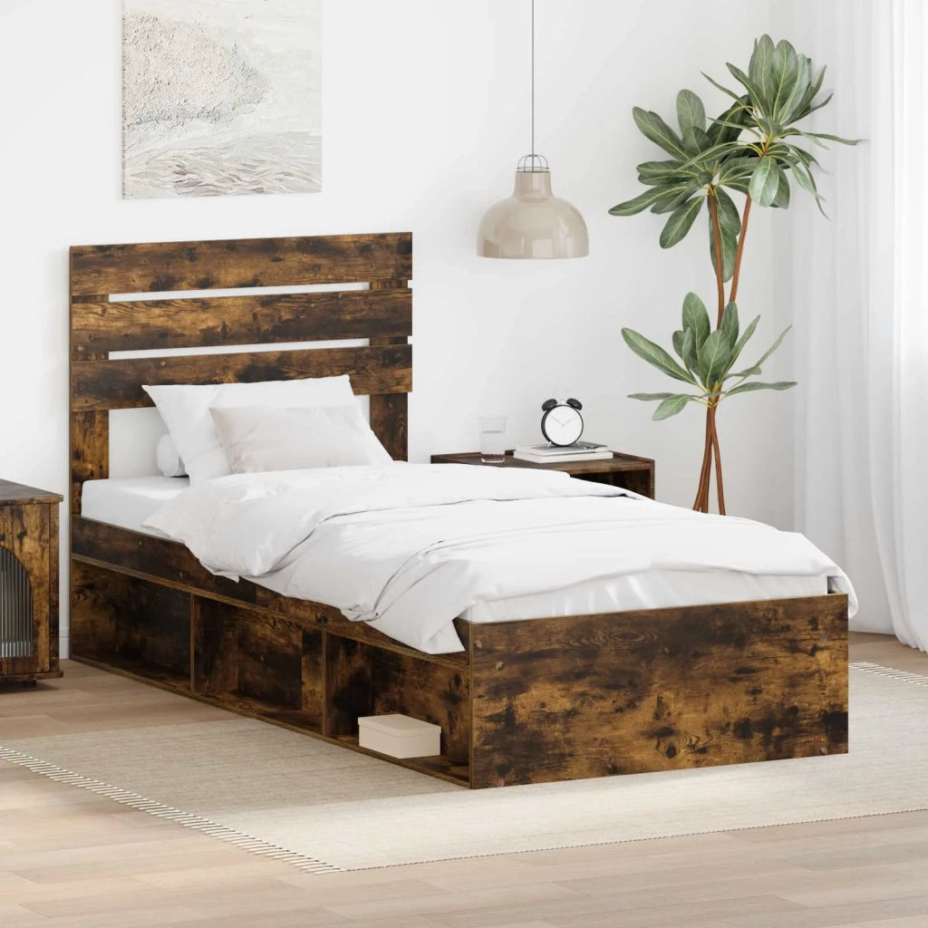 Struttura del letto-Giroletto Rovere fum¨¦ 90 x 200 cm Pino massello 148273