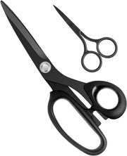 Scaletta per taglio pelle mancina 21 cm - Scaletta da sarto con lama in acciaio inossidabile nera (9 cm piccola forbice per ricamo)