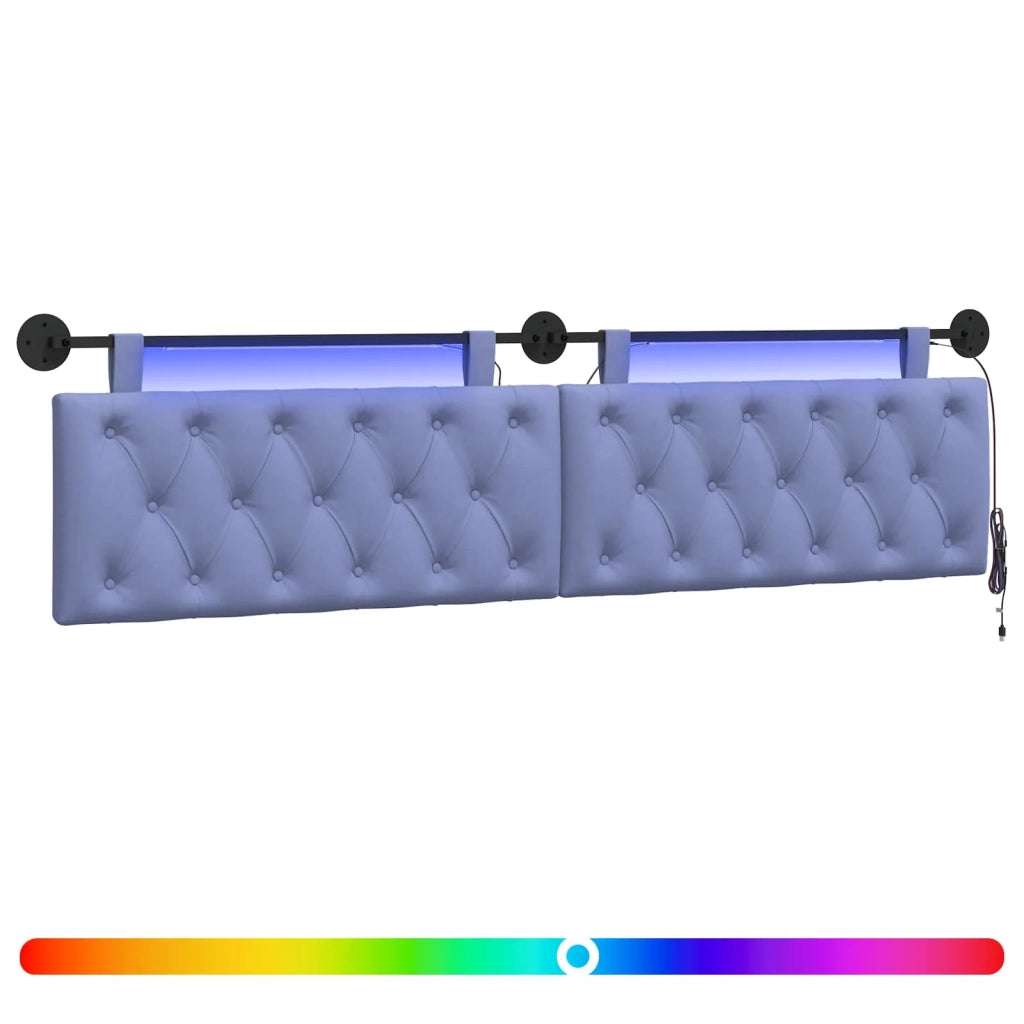 Testiera sospesa Con luce LED Blu jeans Tessuto 3424720