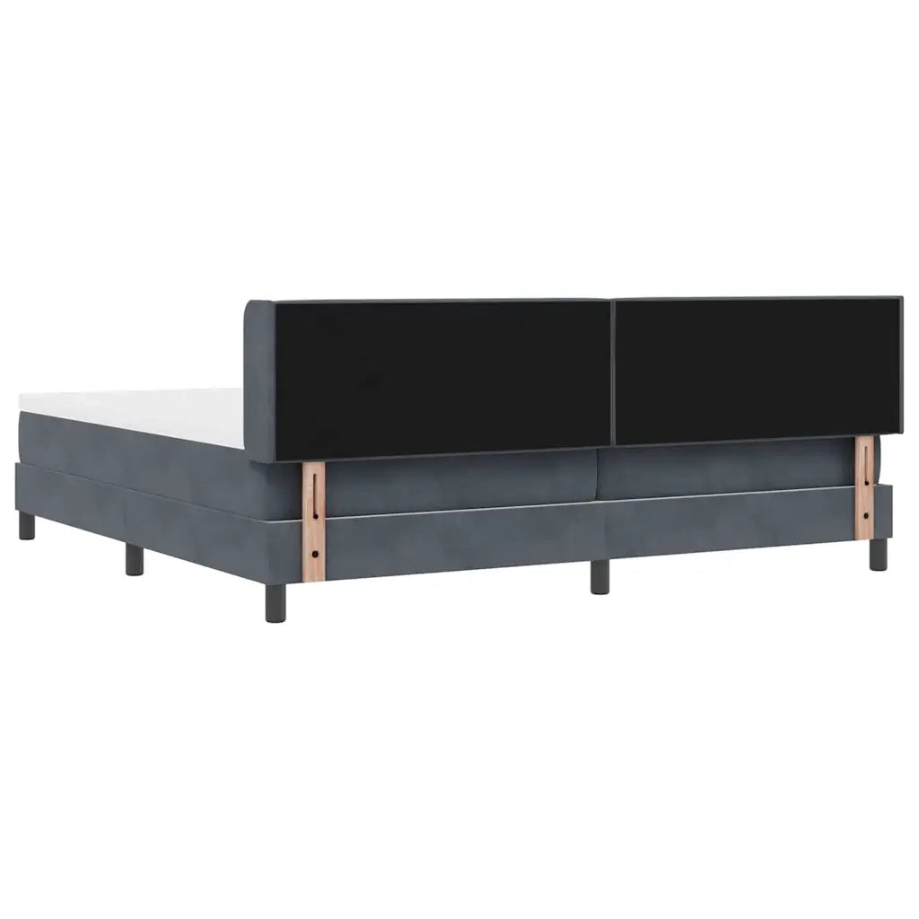 Letto a molle con testiera Grigio scuro 200 x 200 cm Poliestere