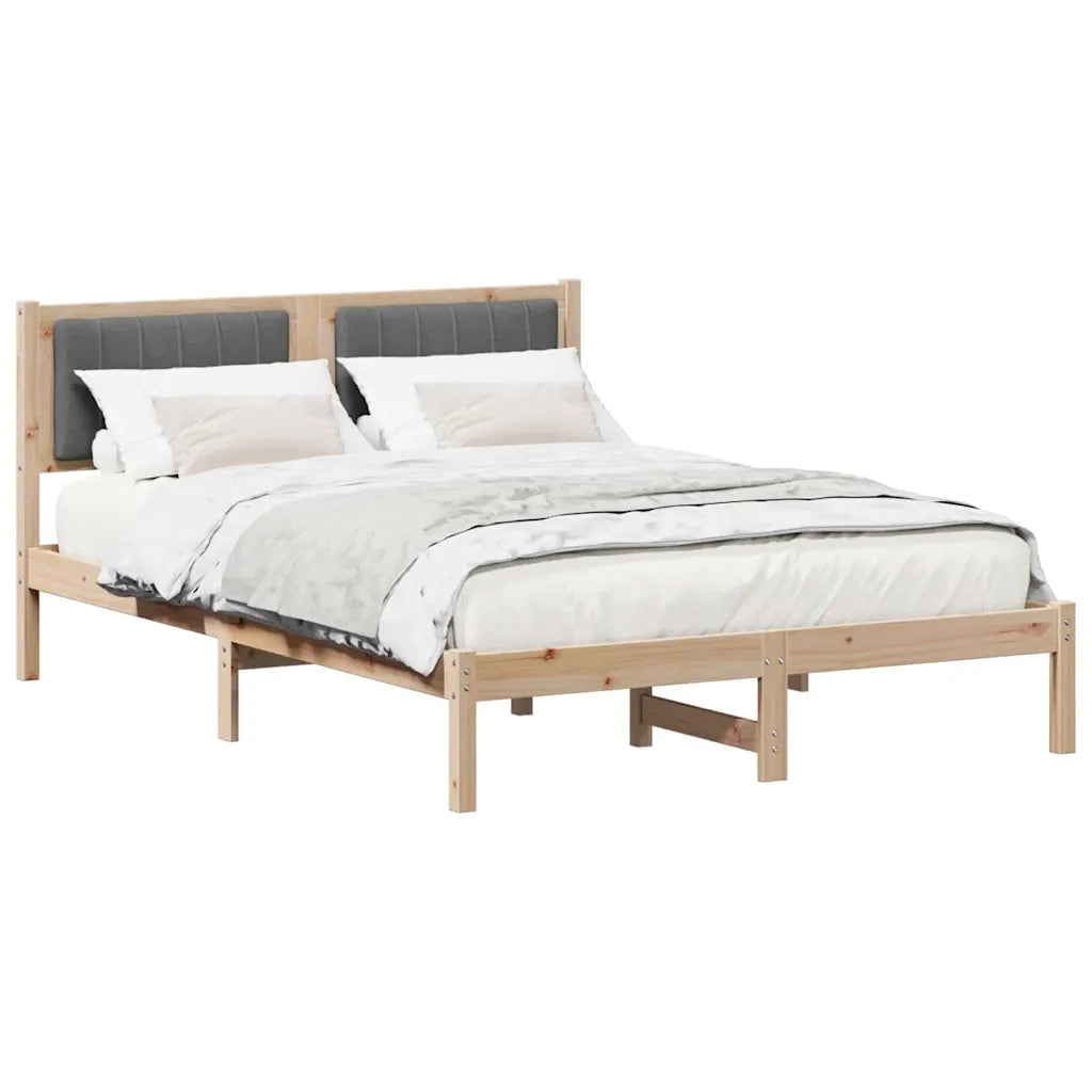 Letto matrimoniale | Letto per adulti | Letto con Testiera Rivestita Grigio scuro 140 x 200 cm