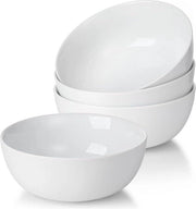 Set di piatti ceramici da dessert e da colazione - 4 pezzi - 600 ml - Porcellana bianca