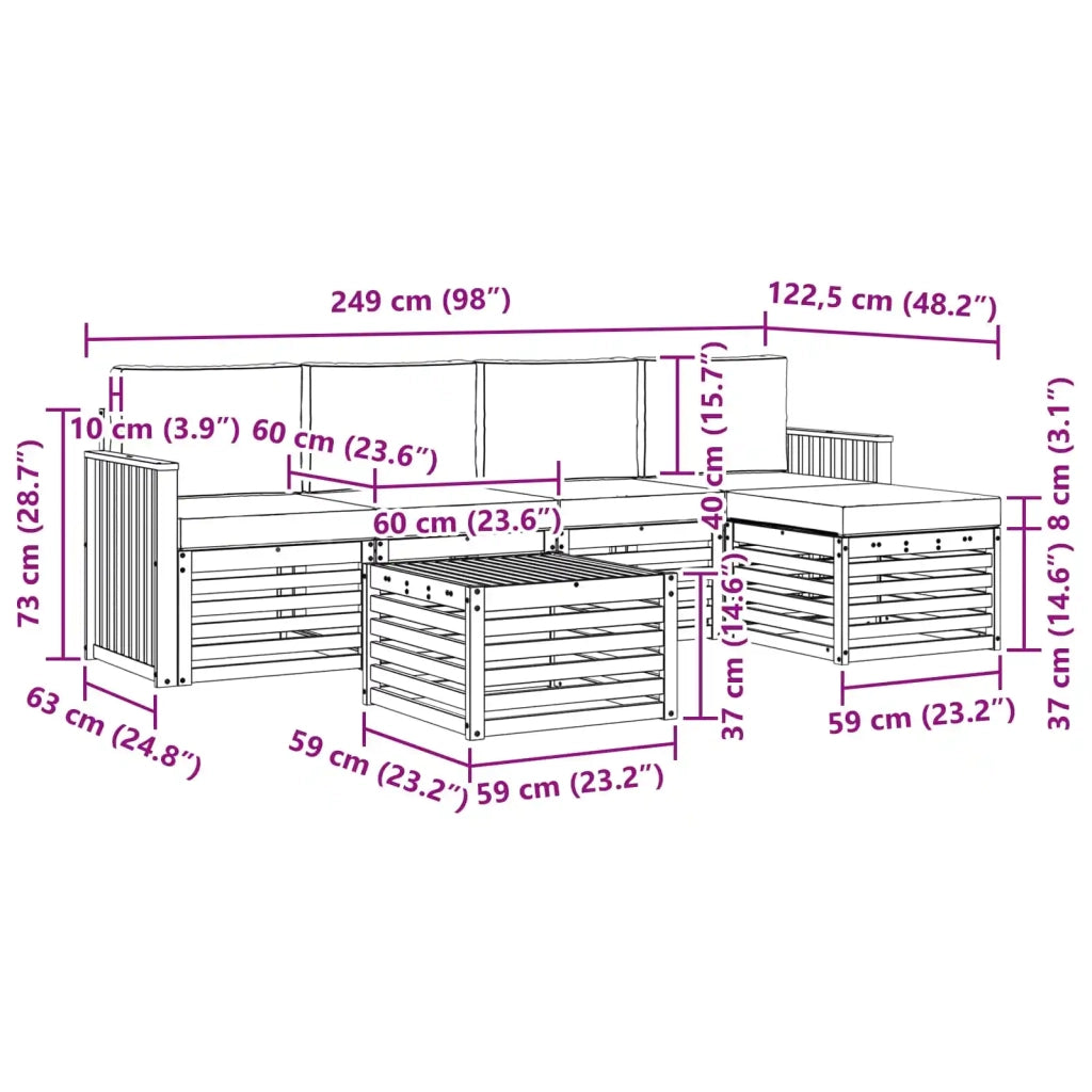 Set di divani da esterno 6 pcs Bianco e Antracite 3391712