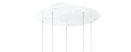 SOSPENSIONE BIANCO 5 LUCI TONDA VETRI AMBRA 1184BI-S5 T-AM