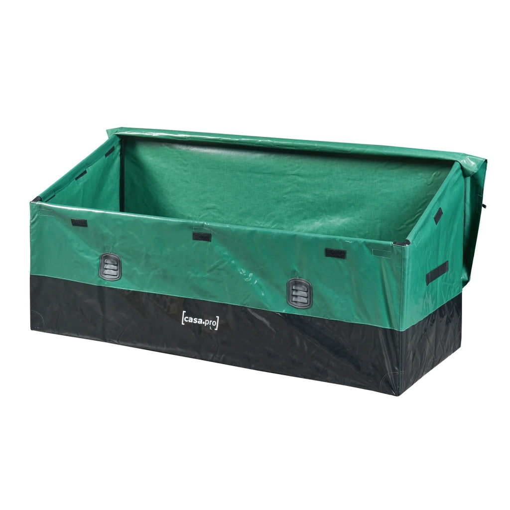 Contenitore da giardino per esterni 560 litri 155 x 64 cm verde/nero 03_0009012