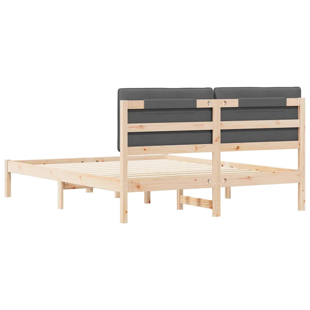 Letto con Testiera Rivestita Grigio scuro 150 x 200 cm