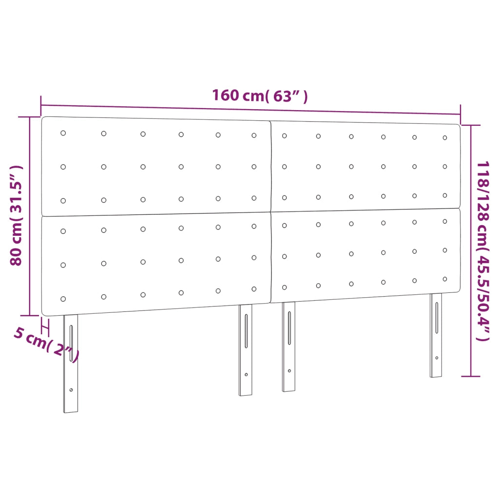 Testiera | Testata a LED Nera 160x5x118/128 cm in Velluto