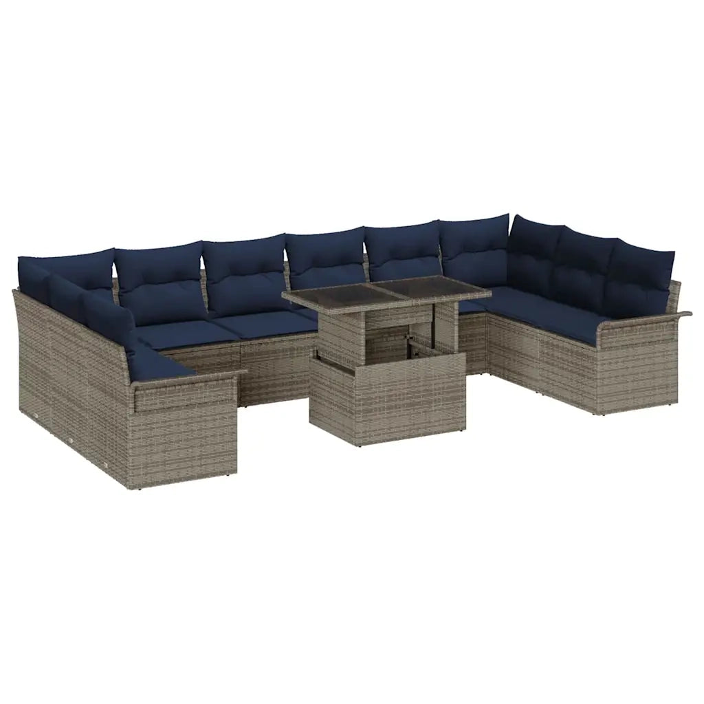 Set Divano da Giardino con cuscino 11 pcs Grigio Poly Rattan 3348361