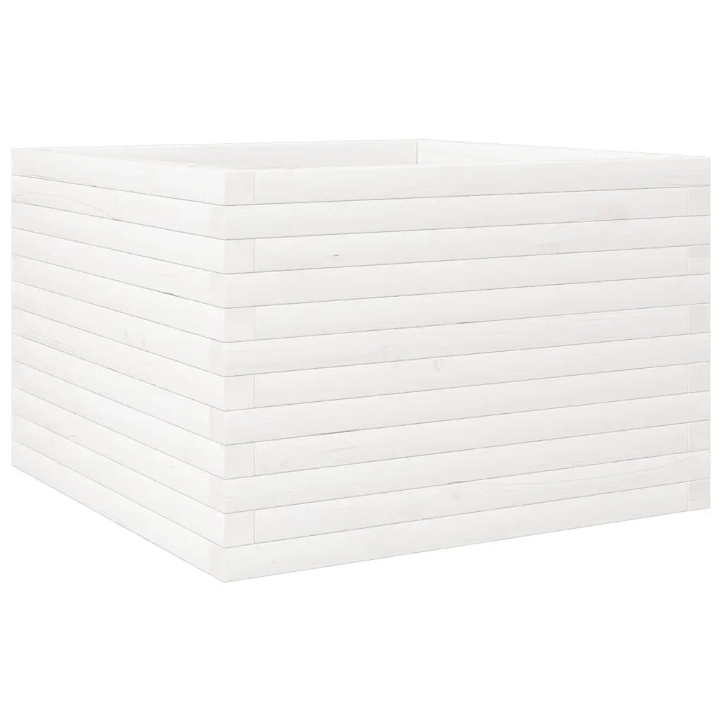 Fioriera da Giardino Bianca 70x70x46 cm Legno Massello di Pino 3282415