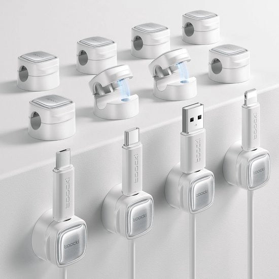 Houder di cavo autoadesivo - Gestione cavo magnetica - 12 pezzi - Bianco