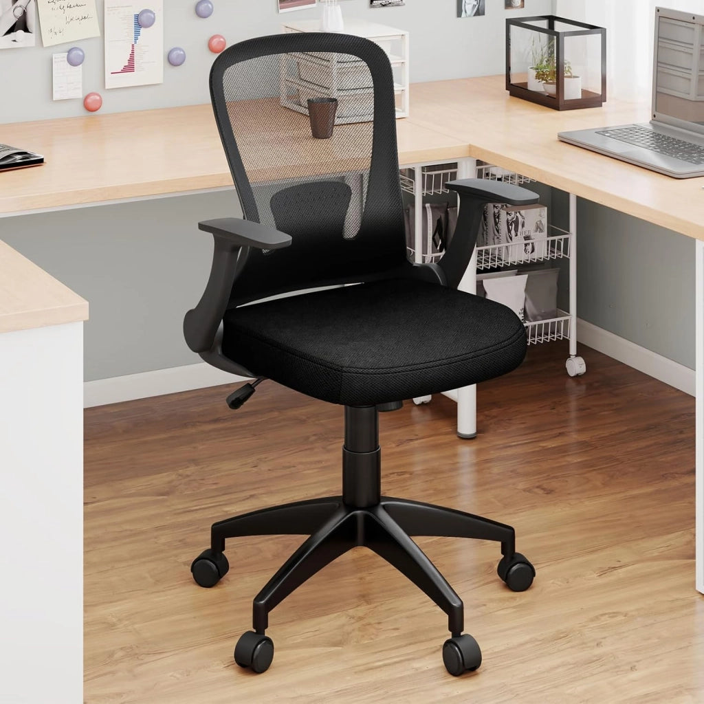 Sedia da Ufficio Ergonomica in Rete, Regolabile in Altezza e Schienale Regolabile, Braccioli Ribaltabili e Supporto Lombare, Sedia Girevole per Scrivania, per Ufficio, Portata 150 kg