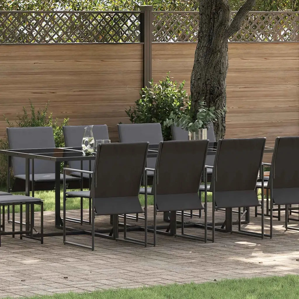 Set da Pranzo per Giardino 13 pcs Nero Acciaio 3335865