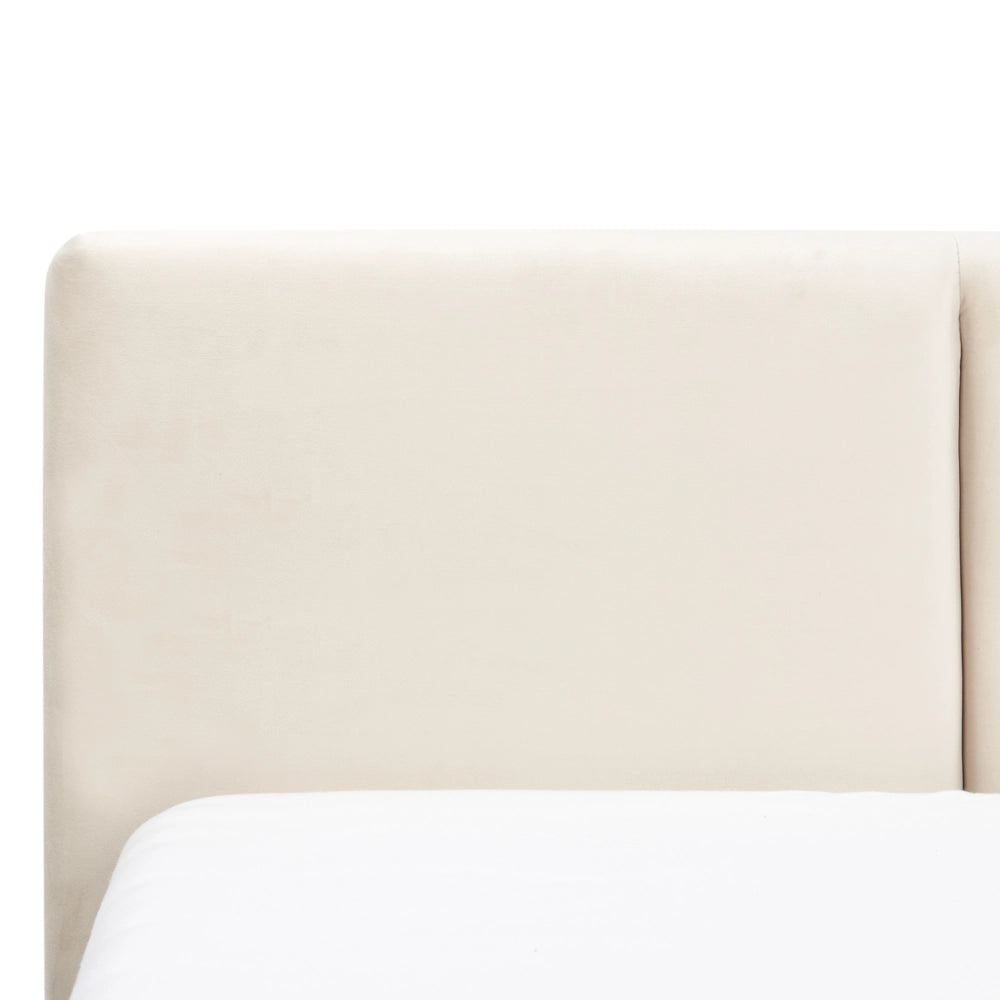 Letto Ottomano Beige Chiaro Velluto Tappezzato 180 x 200 cm Testiera Travestita Funzione Contenitore