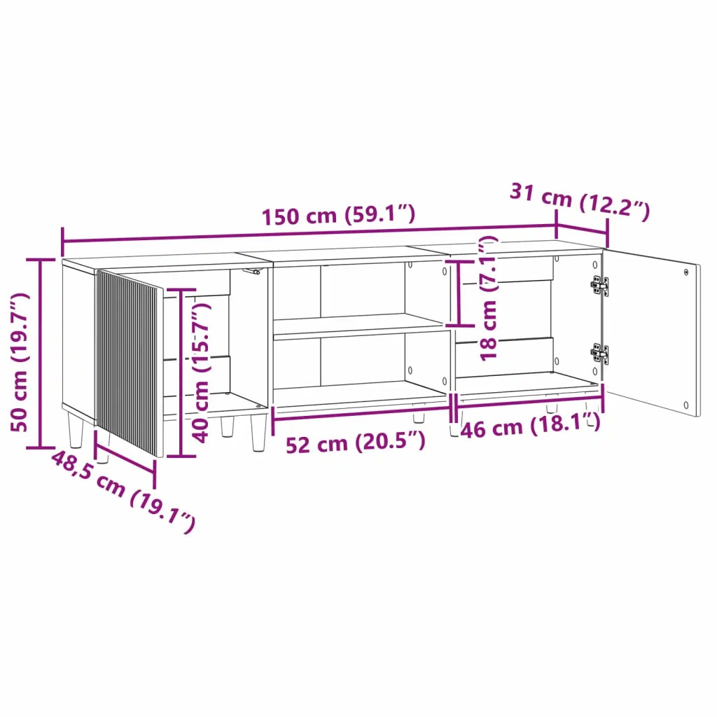 Mobile TV-Credenza per TV Grigio Cemento 150 x 31 x 50 cm Legno ingegnerizzato 979322