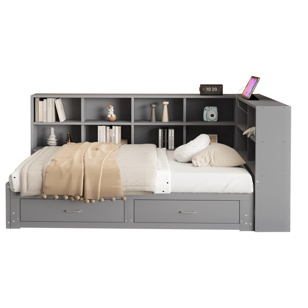 Letto estraibile con funzione divano in legno grigio 180x190 cm