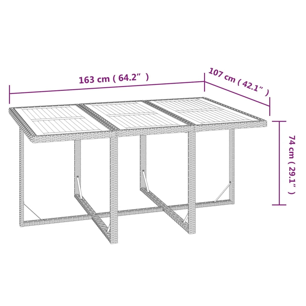 Set da Pranzo da Giardino 7 pz Nero con Cuscini in Polyrattan 3095545