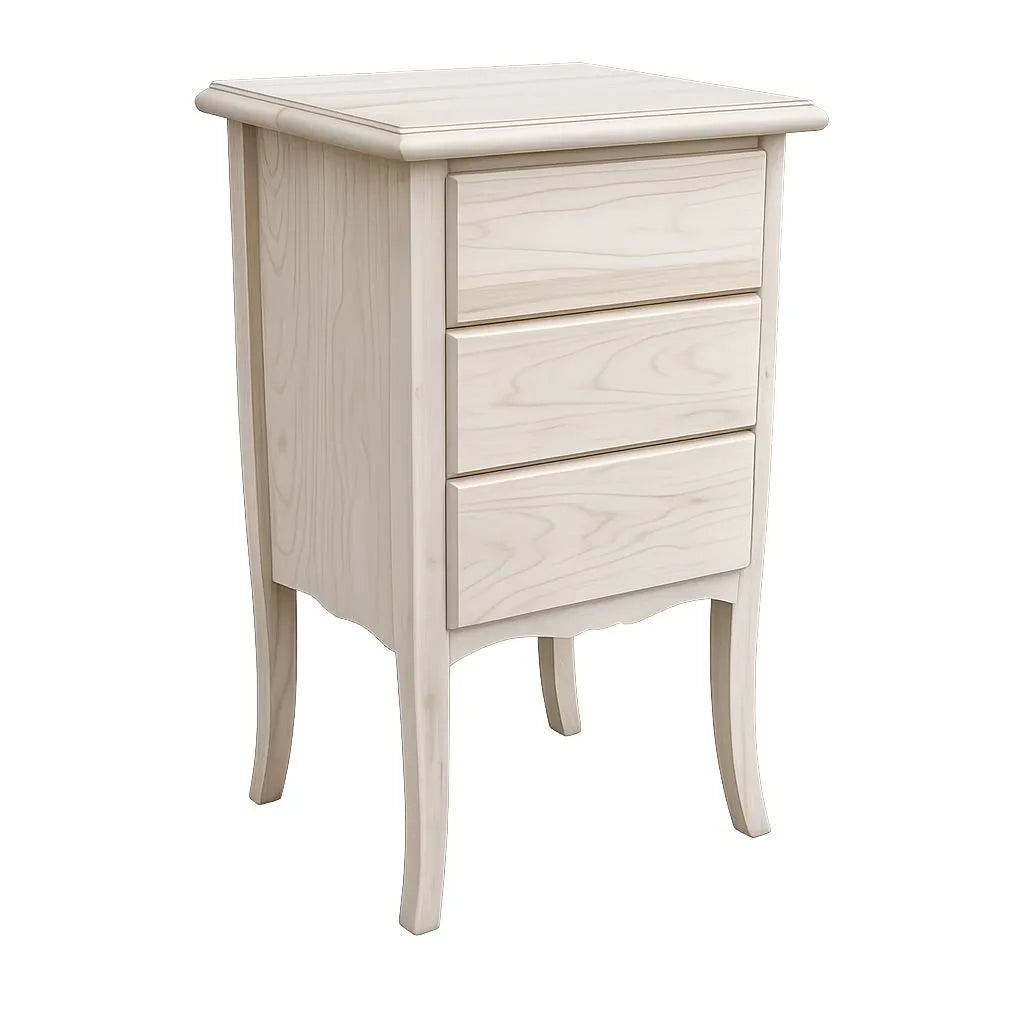 Comodino classico 3 cassetti legno grezzo 45x34x71 (3022) - Mobili 2G